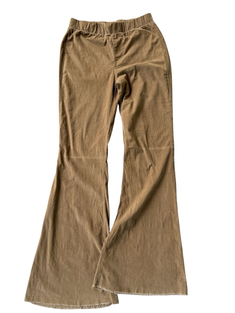 Wishlist Pull-On Stretchy Camel Brown Corduroy Flare Pants Retro 70’s Medium - Picture 2 of 5